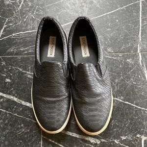 Steve Madden Espadrilles Faux Black Leather Size 8.5